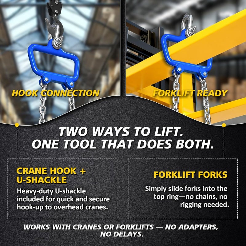 FITHOIST Chain Drum Lifter | 2200 lbs Vertical Drum Clamp Barrel Lift with Self-Lock Hook | Drum Handling Equipment 1 ton Capacity | Fit for 30-55 Gallon Barrel - Image 4